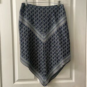 Vintage Express blue/pink floral print  100% silk handkerchief skirt size 7/8